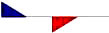 To rettvinklede trekanter langs rett linje, men opphold mellom de to. Den første står på linja med rett vinkel ned til venstre, den andre henger under linja med rett vinkel til venstre.